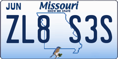 MO license plate ZL8S3S