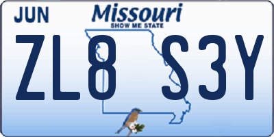MO license plate ZL8S3Y