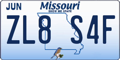 MO license plate ZL8S4F