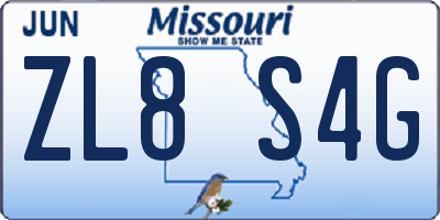 MO license plate ZL8S4G