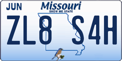 MO license plate ZL8S4H