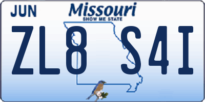 MO license plate ZL8S4I