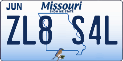 MO license plate ZL8S4L