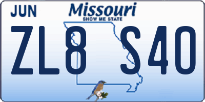 MO license plate ZL8S4O