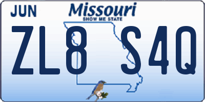 MO license plate ZL8S4Q