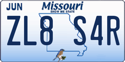 MO license plate ZL8S4R