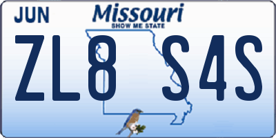 MO license plate ZL8S4S