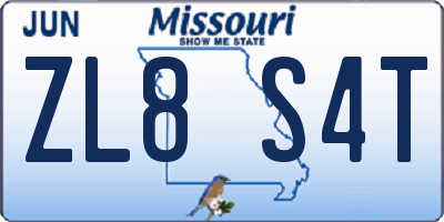 MO license plate ZL8S4T