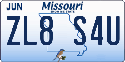 MO license plate ZL8S4U