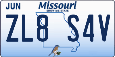 MO license plate ZL8S4V