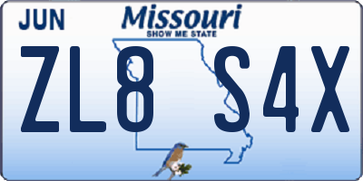 MO license plate ZL8S4X