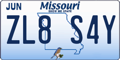 MO license plate ZL8S4Y