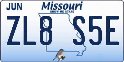 MO license plate ZL8S5E