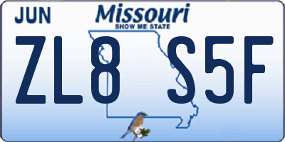 MO license plate ZL8S5F