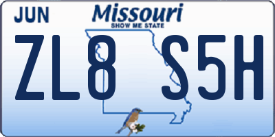 MO license plate ZL8S5H