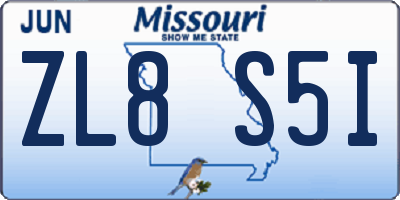 MO license plate ZL8S5I