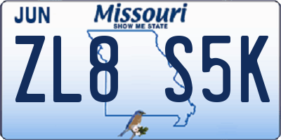 MO license plate ZL8S5K