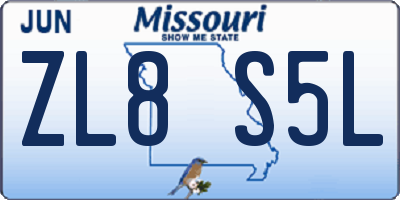 MO license plate ZL8S5L