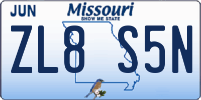 MO license plate ZL8S5N