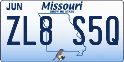 MO license plate ZL8S5Q