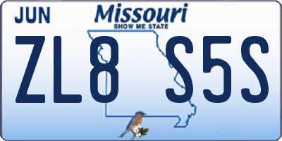 MO license plate ZL8S5S