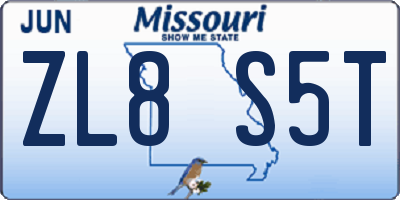 MO license plate ZL8S5T