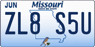 MO license plate ZL8S5U