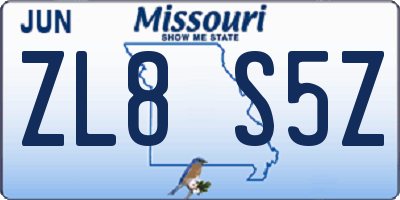 MO license plate ZL8S5Z