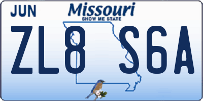 MO license plate ZL8S6A