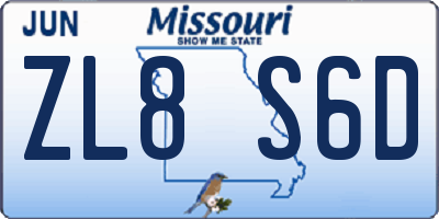 MO license plate ZL8S6D