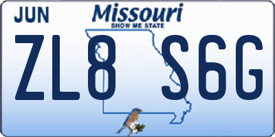 MO license plate ZL8S6G
