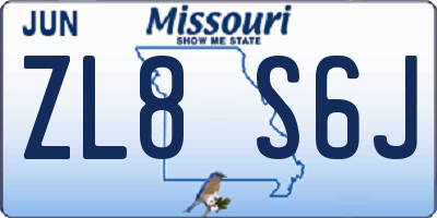 MO license plate ZL8S6J