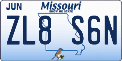 MO license plate ZL8S6N