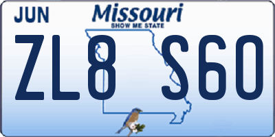 MO license plate ZL8S6O