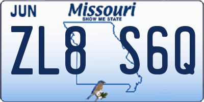 MO license plate ZL8S6Q