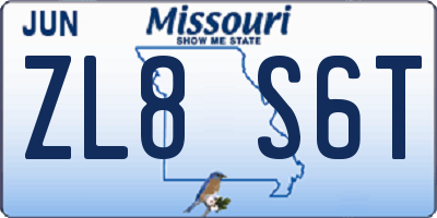 MO license plate ZL8S6T