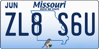 MO license plate ZL8S6U