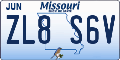 MO license plate ZL8S6V