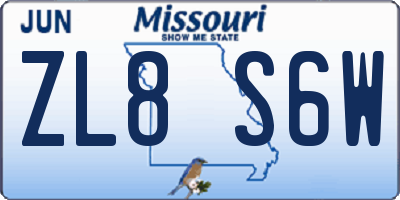 MO license plate ZL8S6W