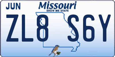 MO license plate ZL8S6Y