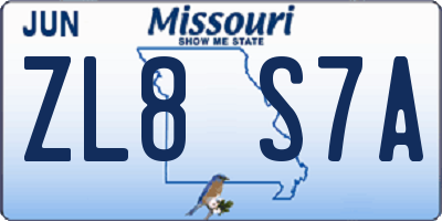 MO license plate ZL8S7A