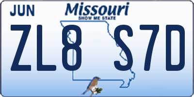 MO license plate ZL8S7D