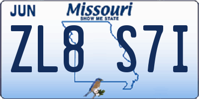 MO license plate ZL8S7I