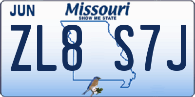 MO license plate ZL8S7J
