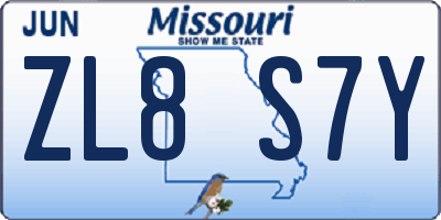 MO license plate ZL8S7Y