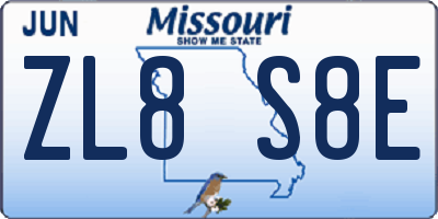 MO license plate ZL8S8E