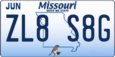 MO license plate ZL8S8G