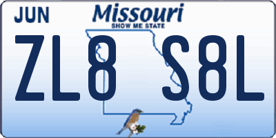 MO license plate ZL8S8L