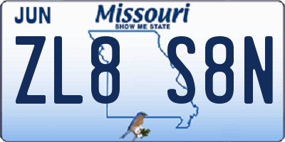 MO license plate ZL8S8N