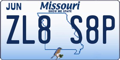 MO license plate ZL8S8P
